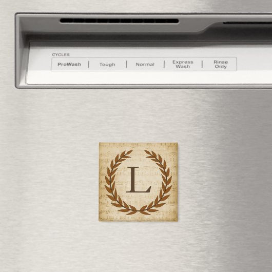 Aimant Laurel Wreath Sheet Musique Monogramme initial L (In Situ (Lave-vaisselle))