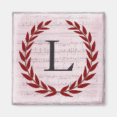 Aimant Laurel Wreath Sheet Musique Monogramme initial L (Devant)