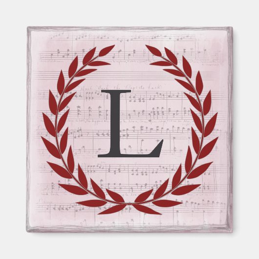 Aimant Laurel Wreath Sheet Musique Monogramme initial L (Devant)
