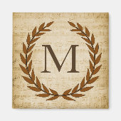 Aimant Laurel Wreath Sheet Musique Monogramme initial M (Devant)
