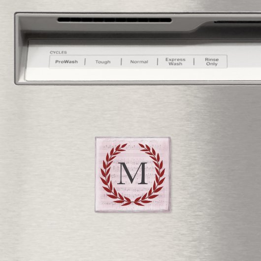 Aimant Laurel Wreath Sheet Musique Monogramme initial M (In Situ (Lave-vaisselle))