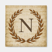 Aimant Laurel Wreath Sheet Musique Monogramme initial N (Devant)