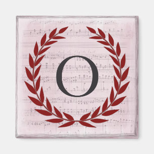Aimant Laurel Wreath Sheet Musique Monogramme initial O