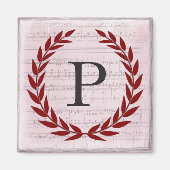 Aimant Laurel Wreath Sheet Musique Monogramme initial P (Devant)