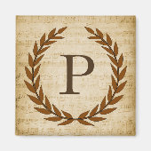 Aimant Laurel Wreath Sheet Musique Monogramme initial P (Devant)