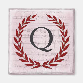 Aimant Laurel Wreath Sheet Musique Monogramme initial Q (Devant)