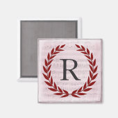Aimant Laurel Wreath Sheet Musique Monogramme initial R (Recto/Verso)