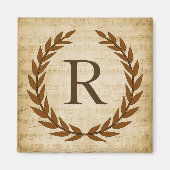 Aimant Laurel Wreath Sheet Musique Monogramme initial R (Devant)