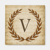 Aimant Laurel Wreath Sheet Musique Monogramme initial V (Devant)