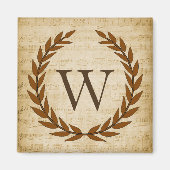 Aimant Laurel Wreath Sheet Musique Monogramme initial W (Devant)