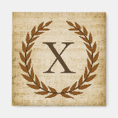 Aimant Laurel Wreath Sheet Musique Monogramme initial X (Devant)