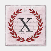 Aimant Laurel Wreath Sheet Musique Monogramme initial X (Devant)