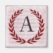 Aimant Laurel Wreath Sheet Musique Monogramme Initiale A (Devant)