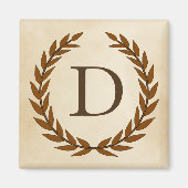 Aimant Laurel Wreath sur le parchemin Monogramme initial  (Devant)