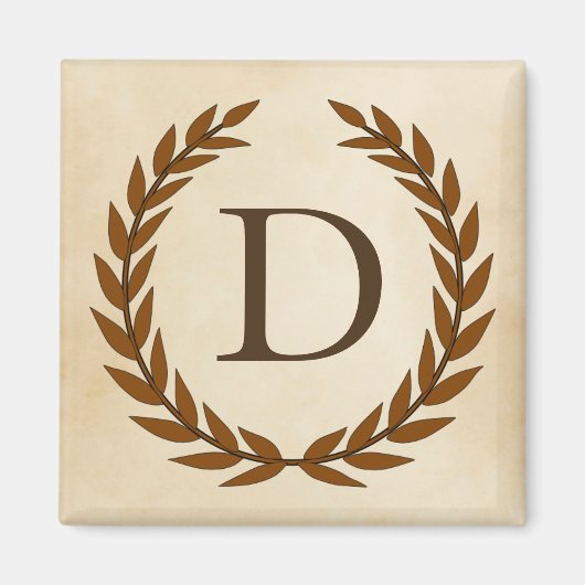 Aimant Laurel Wreath sur le parchemin Monogramme initial  (Devant)