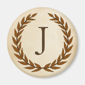 Aimant Laurel Wreath sur le parchemin Monogramme initial (Devant)