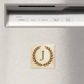 Aimant Laurel Wreath sur le parchemin Monogramme initial  (In Situ (Lave-vaisselle))