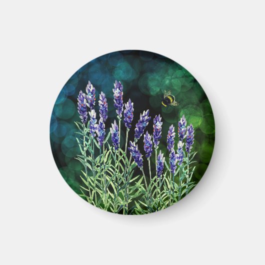 Aimant Lavande et Bumblebee peintes à l'aquarelle (Devant)