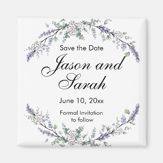 Aimant Lavande eucalyptus roses blanches (Devant)