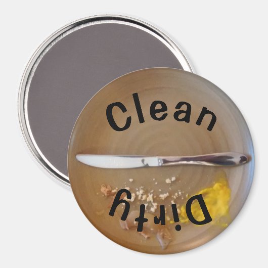 Aimant Lave-vaisselle 3" rond propre/plaque sèche en noir (Recto/Verso)