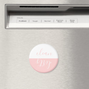 Aimant Lave-vaisselle chic rose et blanc propre et sale
