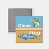 Aimant Lave-vaisselle de pêche propre sale (Recto/Verso)