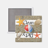 Aimant Lave-vaisselle de plage propre ou sale (Recto/Verso)