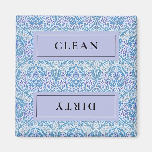 Aimant Lave-vaisselle Floral Bleu CLAIR (Devant)