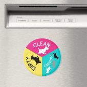 Aimant Lave-vaisselle Grey Chien propre sale Couleur rose (In Situ (Lave-vaisselle))