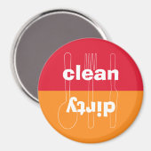Aimant Lave-vaisselle orange rouge sale et propre (Recto/Verso)