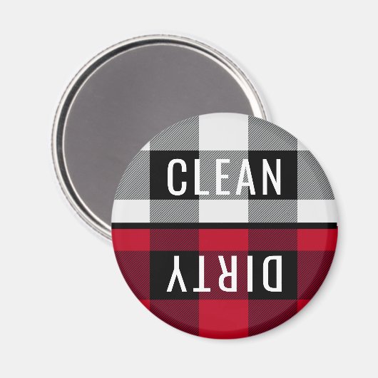 Aimant Lave-vaisselle propre Buffalo Check Plaid Round (Recto/Verso)