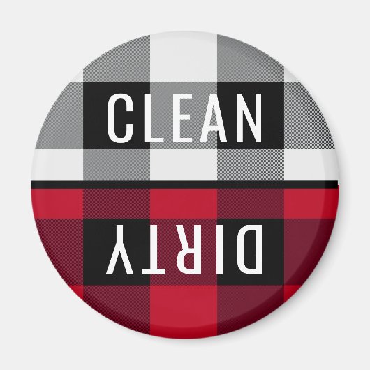 Aimant Lave-vaisselle propre Buffalo Check Plaid Round (Devant)
