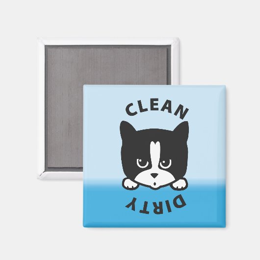 Aimant Lave-vaisselle propre de chat (Recto/Verso)