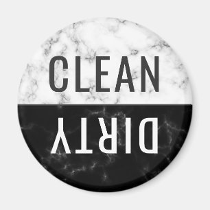 Aimant Lave-vaisselle propre et sale Marbre noir blanc ro