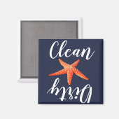Aimant Lave-vaisselle propre marine et Starfish rouge côt (Recto/Verso)