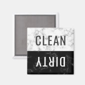 Aimant Lave-vaisselle propre noir marbre noir blanc (Recto/Verso)