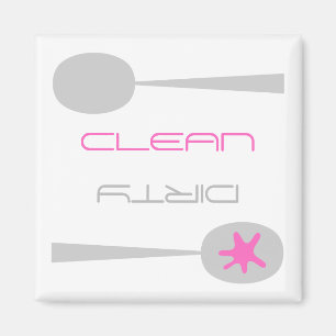 Aimant Lave-vaisselle rose, gris et blanc, propre ou sale