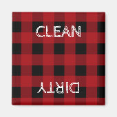 Aimant Lave-vaisselle rouge et noir Cabine rustique (Devant)