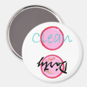 Aimant Lave-vaisselle sale magnets, assiettes roses (Recto/Verso)