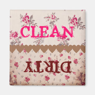 Aimant Lave-vaisselle sale propre de rose floral vintage