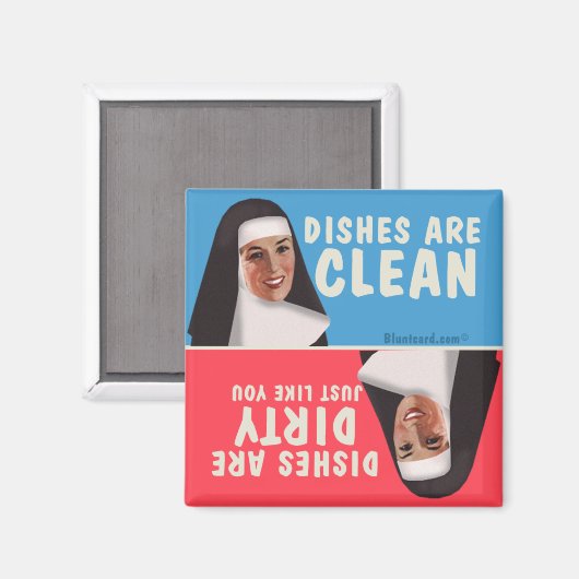 Aimant Lave-vaisselle sale propre drôle nonne (Recto/Verso)