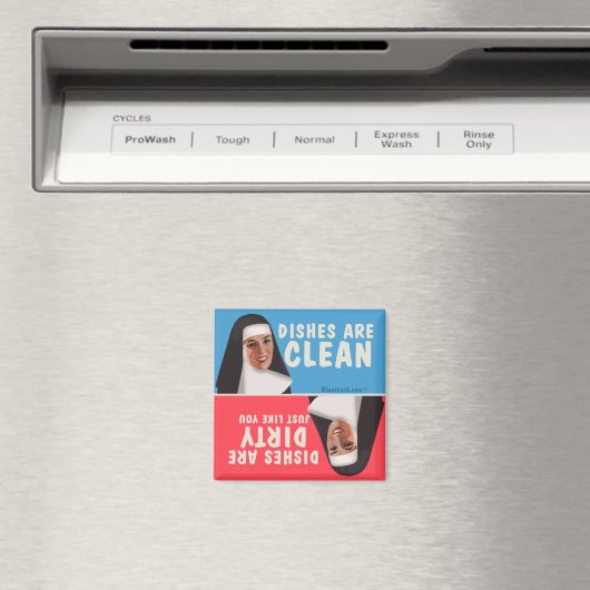 Aimant Lave-vaisselle sale propre drôle nonne (In Situ (Lave-vaisselle))