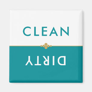 Aimant Lave-Vaisselle Turquoise Et Blanc Propre