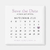 Aimant Lavender Heart Calendar Wedding Enregistrer la dat (Devant)