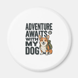 Aimant L'aventure attend avec mon chien design de randonn