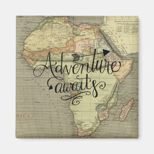Aimant L'aventure Attend Carte du Vieux Monde