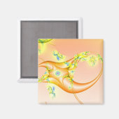 Aimant Lavette | Art fractal orange et jaune (Recto/Verso)