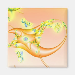 Aimant Lavette Art fractal orange et jaune