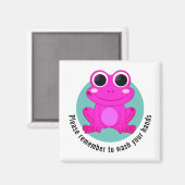 Aimant Lavez-vous vos mains Enfants Grenouille rose (Recto/Verso)