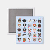 Aimant Le 4 Juillet Dog Visages (Recto/Verso)